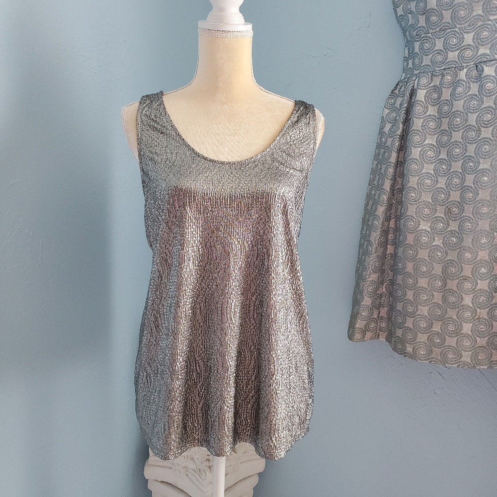 Rock & Republic textured gunmetal metallic top A97